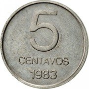 Argentina 5 Centavos Capped Liberty 1983 KM# 88 5 CENTAVOS 1983 coin reverse Argentina 5 Centavos Capped Liberty 1983 KM# 88 5 CENTAVOS 1983 coin reverse