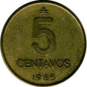 Argentina 5 Centavos Pampas Cat 1985 KM# 97.1 5 CENTAVOS 1985 coin reverse Argentina 5 Centavos Pampas Cat 1985 KM# 97.1 5 CENTAVOS 1985 coin reverse