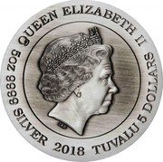 Tuvalu 5 Dollars Chinese Dragon Burning Bead 2018  QUEEN ELIZABETH II IRB 5 OZ 9999 SILVER 2018 TUVALU 5 DOLLARS coin obverse Tuvalu 5 Dollars Chinese Dragon Burning Bead 2018  QUEEN ELIZABETH II IRB 5 OZ 9999 SILVER 2018 TUVALU 5 DOLLARS coin obverse