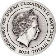 Tuvalu 5 Dollars (Dragon and Phoenix) QUEEN ELIZABETH II IRB 5 OZ 9999 SILVER 2019 TUVALU 5 DOLLARS coin obverse Tuvalu 5 Dollars (Dragon and Phoenix) QUEEN ELIZABETH II IRB 5 OZ 9999 SILVER 2019 TUVALU 5 DOLLARS coin obverse