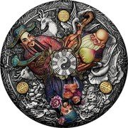 Tuvalu 5 Dollars (Fu Lu Shou) NM coin reverse Tuvalu 5 Dollars (Fu Lu Shou) NM coin reverse