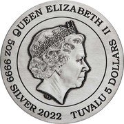 Tuvalu 5 Dollars (Planets of the Solar System) QUEEN ELIZABETH II IRB 5 OZ 9999 SILVER 2022 TUVALU 5 DOLLARS coin obverse Tuvalu 5 Dollars (Planets of the Solar System) QUEEN ELIZABETH II IRB 5 OZ 9999 SILVER 2022 TUVALU 5 DOLLARS coin obverse