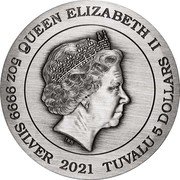 Tuvalu 5 Dollars (Signs of the Zodiac) QUEEN ELIZABETH II IRB 5 OZ 9999 SILVER 2021 TUVALU 5 DOLLARS coin obverse Tuvalu 5 Dollars (Signs of the Zodiac) QUEEN ELIZABETH II IRB 5 OZ 9999 SILVER 2021 TUVALU 5 DOLLARS coin obverse
