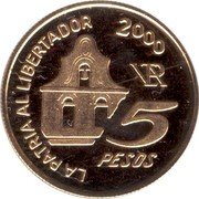 Argentina 5 Pesos Death Anniversary of Jose de San Martin 2000 Proof KM# 137 LA PATRIA AL LIBERTADOR 2000 5 PESOS coin reverse Argentina 5 Pesos Death Anniversary of Jose de San Martin 2000 Proof KM# 137 LA PATRIA AL LIBERTADOR 2000 5 PESOS coin reverse