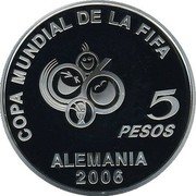 Argentina 5 Pesos XVIII World Championship Football 2003 Proof KM# 143 COPA MUNDIAL DE LA FIFA 5 PESOS ALEMANIA 2006 coin reverse Argentina 5 Pesos XVIII World Championship Football 2003 Proof KM# 143 COPA MUNDIAL DE LA FIFA 5 PESOS ALEMANIA 2006 coin reverse