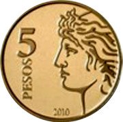 Argentina 5 Pesos Central Bank 75th Anniversary 2010 Proof KM# 175 5 PESOS 2010 coin reverse Argentina 5 Pesos Central Bank 75th Anniversary 2010 Proof KM# 175 5 PESOS 2010 coin reverse