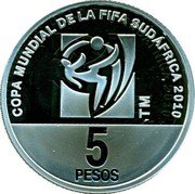 Argentina 5 Pesos FIFA South Africa 2010 Proof KM# 172 COPA MUNDIAL DE LA FIFA SUDÁFRICA 2010 TM 5 PESOS coin reverse