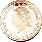 Argentina 5 Pesos 50 Years Since the Death of Eva Peron 2002 Proof KM# 142 REPÚBLICA ARGENTINA MARÍA EVA DUARTE DE PERÓN coin obverse Argentina 5 Pesos 50 Years Since the Death of Eva Peron 2002 Proof KM# 142 REPÚBLICA ARGENTINA MARÍA EVA DUARTE DE PERÓN coin obverse