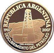 Argentina 5 Pesos (Centenary of the Discovery of Oil in Argentina) KM# B145 REPÚBLICA ARGENTINA 1907 2007 CDRO. RIVADAVIA DESCUBRIMIENTO DEL PETRÓLEO coin obverse Argentina 5 Pesos (Centenary of the Discovery of Oil in Argentina) KM# B145 REPÚBLICA ARGENTINA 1907 2007 CDRO. RIVADAVIA DESCUBRIMIENTO DEL PETRÓLEO coin obverse