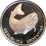 Argentina 5 Pesos (Fish Pattern) REPUBLICA ARGENTINA coin obverse Argentina 5 Pesos (Fish Pattern) REPUBLICA ARGENTINA coin obverse