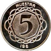 Argentina 5 Pesos (Fish Pattern) MUESTRA 5 198 coin reverse Argentina 5 Pesos (Fish Pattern) MUESTRA 5 198 coin reverse