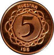 Argentina 5 Pesos (Fish Pattern Piece) MUESTRA 5 198 coin reverse Argentina 5 Pesos (Fish Pattern Piece) MUESTRA 5 198 coin reverse