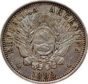 Argentina 50 Centavos Capped Liberty 1882 KM# 28 REPÚBLICA ARGENTINA 1882 coin obverse Argentina 50 Centavos Capped Liberty 1882 KM# 28 REPÚBLICA ARGENTINA 1882 coin obverse