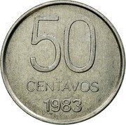 Argentina 50 Centavos Capped Liberty 1983 KM# 90 50 CENTAVOS 1983 coin reverse Argentina 50 Centavos Capped Liberty 1983 KM# 90 50 CENTAVOS 1983 coin reverse