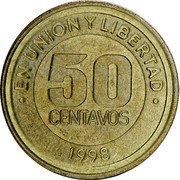 Argentina 50 Centavos Mercosur 1998 KM# 124 EN UNION Y LIBERTAD 50 CENTAVOS 1998 coin reverse Argentina 50 Centavos Mercosur 1998 KM# 124 EN UNION Y LIBERTAD 50 CENTAVOS 1998 coin reverse
