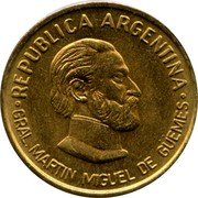 Argentina 50 Centavos 179th Anniversary Death of General Guemes 2000 KM# 129.1 REPUBLICA ARGENTINA GRAL. MARTIN MIGUEL DE GÜEMES coin obverse Argentina 50 Centavos 179th Anniversary Death of General Guemes 2000 KM# 129.1 REPUBLICA ARGENTINA GRAL. MARTIN MIGUEL DE GÜEMES coin obverse