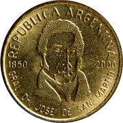 Argentina 50 Centavos Death of General San Martin 2000 KM# 130.1 REPUBLICA ARGENTINA 1850 2000 GRAL. DN. JOSE DE SAN MARTIN coin obverse Argentina 50 Centavos Death of General San Martin 2000 KM# 130.1 REPUBLICA ARGENTINA 1850 2000 GRAL. DN. JOSE DE SAN MARTIN coin obverse