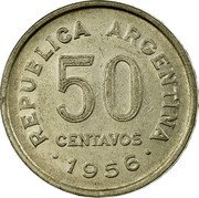 Argentina 50 Centavos Jose de San Martin 1956 KM# 49 JOSE DE SAN MARTIN coin reverse Argentina 50 Centavos Jose de San Martin 1956 KM# 49 JOSE DE SAN MARTIN coin reverse
