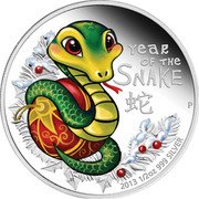 Tuvalu 50 Cents (Baby Snake) YEAR OF THE SNAKE 2013 1/2 OZ 999 SILVER P IJ coin reverse Tuvalu 50 Cents (Baby Snake) YEAR OF THE SNAKE 2013 1/2 OZ 999 SILVER P IJ coin reverse