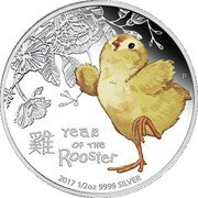 Tuvalu 50 Cents Chicken Year of the Rooster 2017  Proof KM# 376 YEAR OF THE ROOSTER P 2017 1/2 OZ 9999 SILVER 雞 coin reverse Tuvalu 50 Cents Chicken Year of the Rooster 2017  Proof KM# 376 YEAR OF THE ROOSTER P 2017 1/2 OZ 9999 SILVER 雞 coin reverse