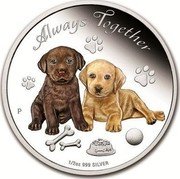 Tuvalu 50 Cents (Dogs Always Together) ALWAYS TOGETHER P 1/2 OZ 999 SILVER coin reverse Tuvalu 50 Cents (Dogs Always Together) ALWAYS TOGETHER P 1/2 OZ 999 SILVER coin reverse