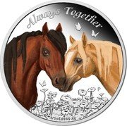 Tuvalu 50 Cents (Horses) ALWAYS TOGETHER P NM 1/2 OZ 9999 AG coin reverse Tuvalu 50 Cents (Horses) ALWAYS TOGETHER P NM 1/2 OZ 9999 AG coin reverse