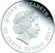 Tuvalu 50 Cents Polar Bear 2017  Proof KM# 291 QUEEN ELIZABETH II IRB 50 CENTS TUVALU 2017 coin obverse