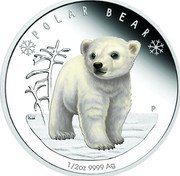 Tuvalu 50 Cents Polar Bear 2017  Proof KM# 291 POLAR BEAR P NM 1/2 OZ 9999 AG coin reverse