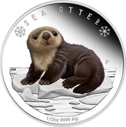 Tuvalu 50 Cents (Sea Otter) SEA OTTER 1/2 OZ 9999 AG P NM coin reverse