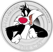 Tuvalu 50 Cents Sylvester 2018 P Proof SYLVESTER TM & © 2018 WBEI (S18) P THE CAT coin reverse Tuvalu 50 Cents Sylvester 2018 P Proof SYLVESTER TM & © 2018 WBEI (S18) P THE CAT coin reverse