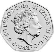 UK 50 Pence (Puddle-Duck) 2016 50 PENCE ELIZABETH II D G REG F D JC coin obverse UK 50 Pence (Puddle-Duck) 2016 50 PENCE ELIZABETH II D G REG F D JC coin obverse