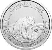Canada 8 Dollars Kermode Bear 2020 In Sets only CANADA 2020 FINE SILVER 1 1/2 OZ 9999 ARGENT PUR TT coin reverse Canada 8 Dollars Kermode Bear 2020 In Sets only CANADA 2020 FINE SILVER 1 1/2 OZ 9999 ARGENT PUR TT coin reverse