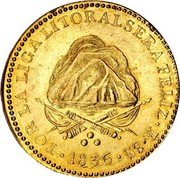 Argentina 8 Escudos General Rosas 1836 R American Numismatic Rarities Eliasberg sale 4-05, EF-45 Realized $149,500 KM# A9 REPUB ARGENT CONFEDERADA ROSAS coin obverse Argentina 8 Escudos General Rosas 1836 R American Numismatic Rarities Eliasberg sale 4-05, EF-45 Realized $149,500 KM# A9 REPUB ARGENT CONFEDERADA ROSAS coin obverse