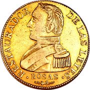 Argentina 8 Escudos General Rosas 1842 R KM# 14 RESTAURADOR DE LAS LEYES ROSAS coin reverse Argentina 8 Escudos General Rosas 1842 R KM# 14 RESTAURADOR DE LAS LEYES ROSAS coin reverse