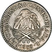 Argentina 8 Reales Mountains 1838 R Coin rotation KM# 8 REPUB ARGENTINA CONFEDERADA R coin obverse Argentina 8 Reales Mountains 1838 R Coin rotation KM# 8 REPUB ARGENTINA CONFEDERADA R coin obverse