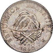 Argentina 8 Reales Mountains 1840 R KM# 10 1840 R REPUBLICA ARGENTINA coin obverse Argentina 8 Reales Mountains 1840 R KM# 10 1840 R REPUBLICA ARGENTINA coin obverse
