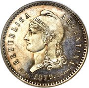 Argentina 80 Centavos Fuertes (Denomination Essai) KM# E5 REPUBLICA ARGENTINA. ESSAI. 1879. C.WURDEN LIBERTAD coin obverse Argentina 80 Centavos Fuertes (Denomination Essai) KM# E5 REPUBLICA ARGENTINA. ESSAI. 1879. C.WURDEN LIBERTAD coin obverse