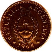 Argentina Centavo Coat of Arms 1944 KM# 37 REPUBLICA ARGENTINA 1940 coin obverse Argentina Centavo Coat of Arms 1944 KM# 37 REPUBLICA ARGENTINA 1940 coin obverse