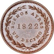 Argentina Decimo Coat of Arms Buenos Aires 1822 KM# 1 BUENOS AYRES 1822 UN DECIMO coin obverse Argentina Decimo Coat of Arms Buenos Aires 1822 KM# 1 BUENOS AYRES 1822 UN DECIMO coin obverse