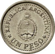 Argentina Peso 150th Anniversary Removal of Spanish Viceroy 1960 KM# 58 REPUBLICA ARGENTINA UN PESO coin obverse Argentina Peso 150th Anniversary Removal of Spanish Viceroy 1960 KM# 58 REPUBLICA ARGENTINA UN PESO coin obverse