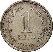 Argentina Peso Capped Liberty Head 1962 KM# 57 1 PESO 1957 coin reverse Argentina Peso Capped Liberty Head 1962 KM# 57 1 PESO 1957 coin reverse