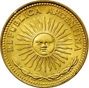 Argentina Peso Radiant Sunface 1976 KM# 69 REPUBLICA ARGENTINA coin obverse Argentina Peso Radiant Sunface 1976 KM# 69 REPUBLICA ARGENTINA coin obverse