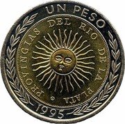 Argentina Peso Rio de la Plata Province Sun 1995 B KM# 112.3 B REPUBLICA ARGENTINA B EN UNION Y LIBERTAD PTS J 8S 1813 PRIMERA MONEDA PATRIA coin reverse Argentina Peso Rio de la Plata Province Sun 1995 B KM# 112.3 B REPUBLICA ARGENTINA B EN UNION Y LIBERTAD PTS J 8S 1813 PRIMERA MONEDA PATRIA coin reverse