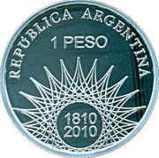 Argentina Peso Dakar Rally from Argentina to Chile 2010 Proof KM# 171 REPÚBLICA ARGENTINA 1 PESO 1810 2010 coin obverse Argentina Peso Dakar Rally from Argentina to Chile 2010 Proof KM# 171 REPÚBLICA ARGENTINA 1 PESO 1810 2010 coin obverse