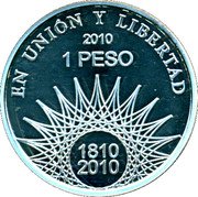 Argentina Peso Bicentennial Glacier Perito Moreno 2010 Proof KM# 170 EN UNIÓN Y LIBERTAD 2010 1 PESO 1810 2010 coin reverse Argentina Peso Bicentennial Glacier Perito Moreno 2010 Proof KM# 170 EN UNIÓN Y LIBERTAD 2010 1 PESO 1810 2010 coin reverse