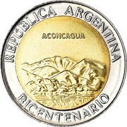 Argentina Peso Bicentennial Aconcagua 2010 KM# 157 REPUBLICA ARGENTINA ACONCAGUA BICENTENARIO coin obverse Argentina Peso Bicentennial Aconcagua 2010 KM# 157 REPUBLICA ARGENTINA ACONCAGUA BICENTENARIO coin obverse