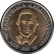 Argentina Peso General Urquiza 2001 KM# 132.2 REPUBLICA ARGENTINA 1801 2001 GRAL JUSTO JOSE DE URQUIZA coin obverse Argentina Peso General Urquiza 2001 KM# 132.2 REPUBLICA ARGENTINA 1801 2001 GRAL JUSTO JOSE DE URQUIZA coin obverse