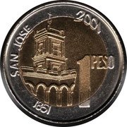 Argentina Peso General Urquiza 2001 KM# 132.2 SAN JOSE 2001 1 PESO 1851 coin reverse Argentina Peso General Urquiza 2001 KM# 132.2 SAN JOSE 2001 1 PESO 1851 coin reverse
