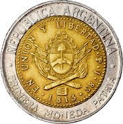 Argentina Peso Province Rio de la Plata 1995 C KM# 112.2 C REPUBLICA ARGENTINA EN UNION Y LIBERTAD J 8S 1813 PRIMERA MONEDA PATRIA PTS coin obverse Argentina Peso Province Rio de la Plata 1995 C KM# 112.2 C REPUBLICA ARGENTINA EN UNION Y LIBERTAD J 8S 1813 PRIMERA MONEDA PATRIA PTS coin obverse