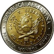 Argentina Peso Rio de la Plata Province 2008 KM# 112.1 REPUBLICA ARGENTINA EN UNION Y LIBERTAD PTS J 8S 1813 PRIMERA MONEDA PATRIA coin obverse Argentina Peso Rio de la Plata Province 2008 KM# 112.1 REPUBLICA ARGENTINA EN UNION Y LIBERTAD PTS J 8S 1813 PRIMERA MONEDA PATRIA coin obverse